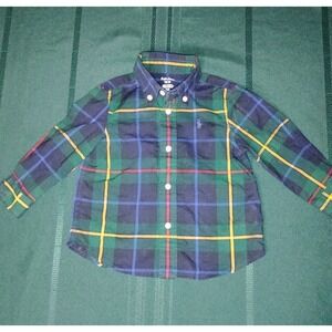 Ralph Lauren Baby Boys Size 12 Months Blue Plaid Button-Down Shirt -9